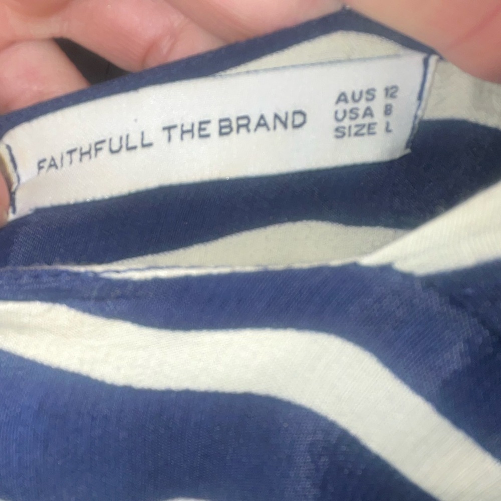Faithful the Brand Milan Midi Dress - Navy Mazur Stripe - Picture 7 of 7